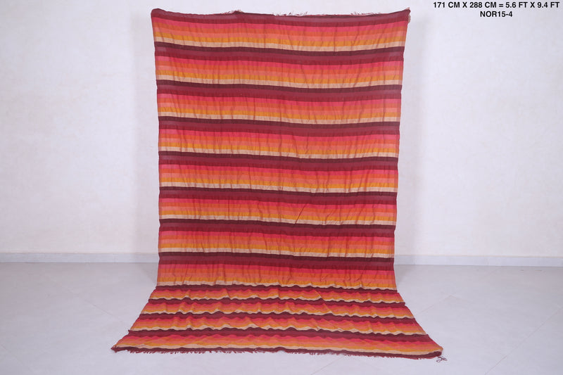 Colorful moroccan handwoven fabric 5.6 FT X 9.4 FT