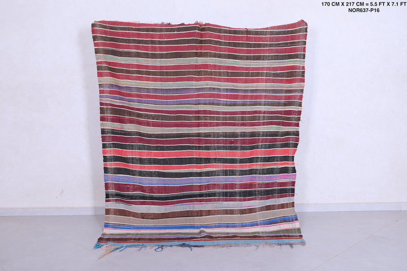 Vintage moroccan handwoven kilim 5.5 FT X 7.1 FT