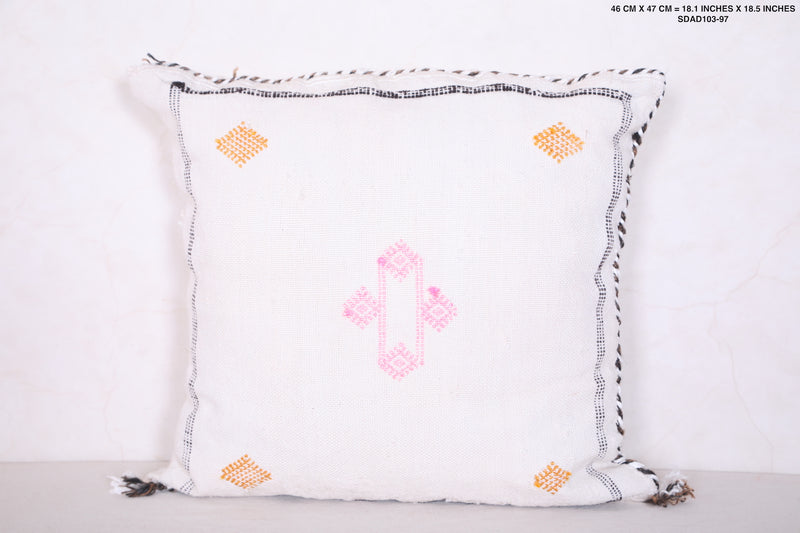 White Moroccan pillow 18.1 INCHES X 18.5 INCHES