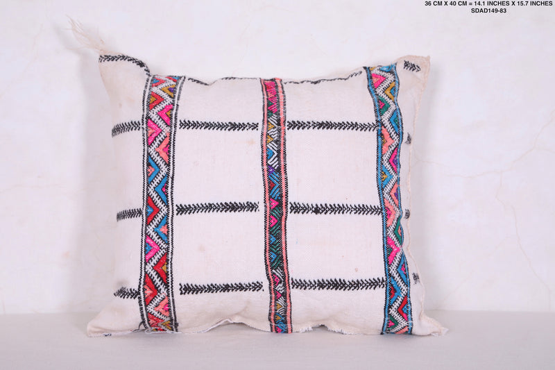 White Moroccan Kilim Pillow 14.1 INCHES X 15.7 INCHES