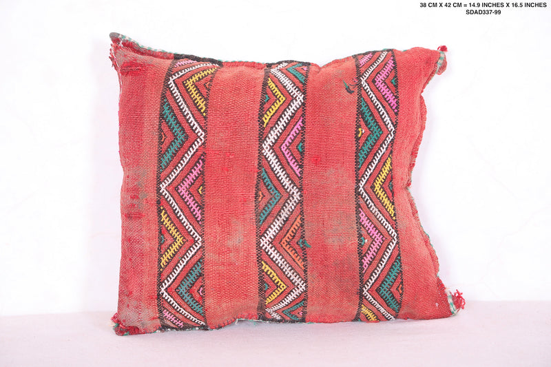 Red Moroccan pillow 14.9 INCHES X 16.5 INCHES