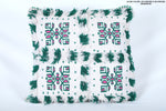 White & Green Moroccan pillow 20.4 INCHES X 20.8 INCHES