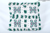 White & Green Moroccan pillow 20.4 INCHES X 20.8 INCHES