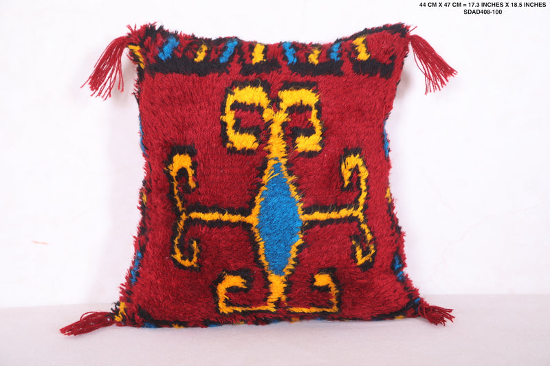 Red Moroccan pillow 17.3 INCHES X 18.5 INCHES