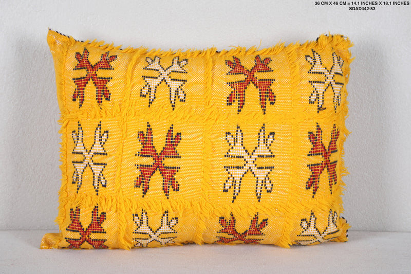 Yellow Moroccan Pillow 14.1 INCHES X 18.1 INCHES