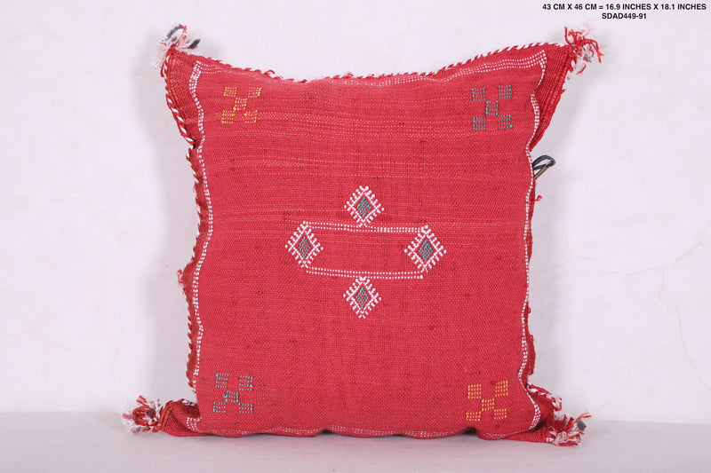 Red Moroccan pillow 16.9 INCHES X 18.1 INCHES