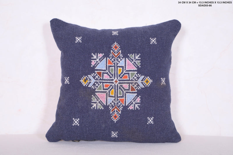 Blue Moroccan pillow 13.3 INCHES X 13.3 INCHES