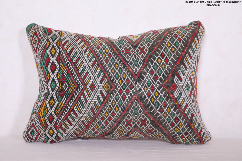 Vintage moroccan kilim pillow 13.3 INCHES X 18.8 INCHES