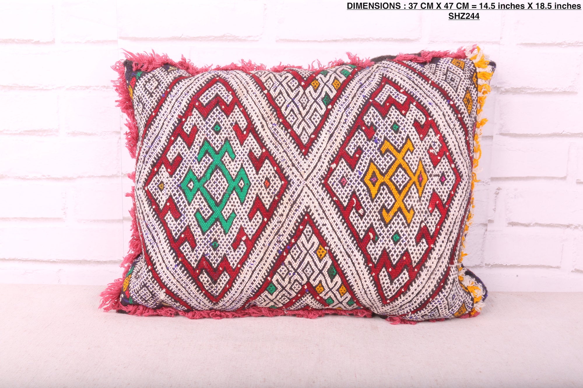 Antique Moroccan Pillow 14.5 inches X 18.5 inches kilim pillow