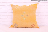 Yellow Moroccan pillow rug 18.8 inches X 19.6 inches