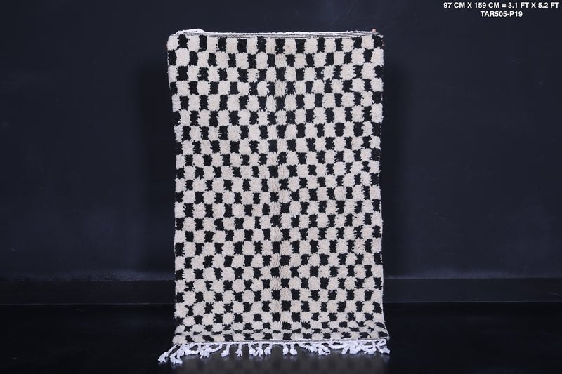 Moroccan handmade chess rug 3.1 FT X 5.2 FT