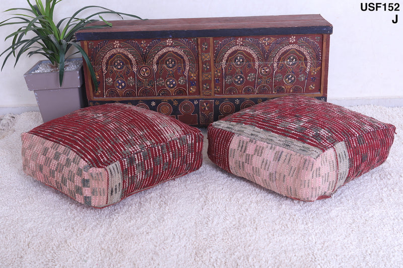 Two moroccan handmade ottoman poufs