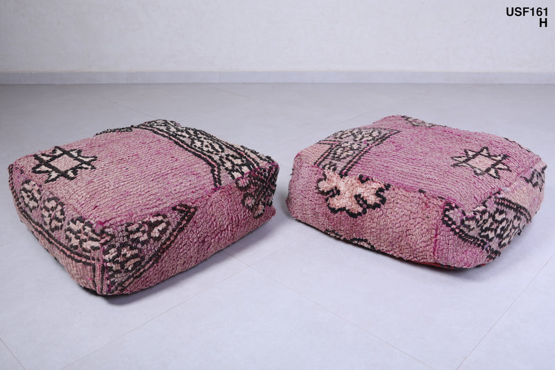 Two moroccan handmade berber rug pouf - kilim pouf