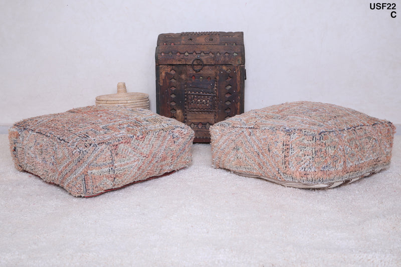 Two handmade ottoman berber rug pouf - kilim pouf