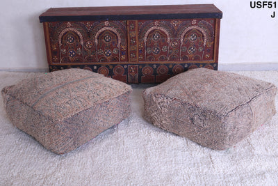 Two moroccan berber handmade ottoman rug poufs - Moroccan kilim pouf