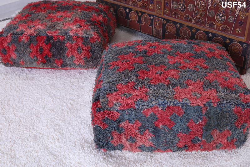 Two moroccan handmade berber ottoman pouf