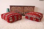 Two Hand knotted Moroccan Kilim Poufs