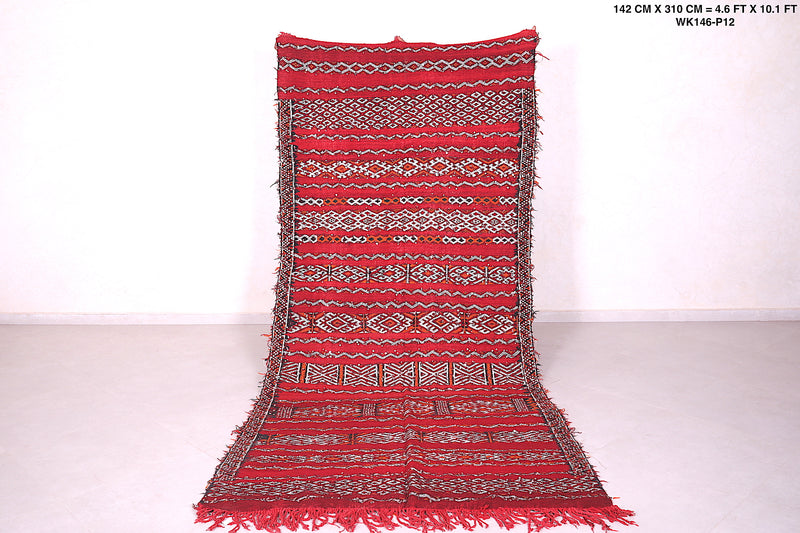 Moroccan kilim rug 4.6 FT X 10.1 FT