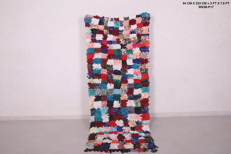 Colorful Runner Boucherouite rug 3 X 7.6 Feet