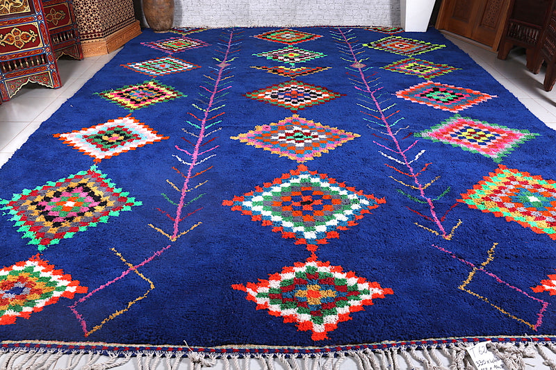 Azilal rug berber handmade - Blue Moroccan Rug - Custom Rug