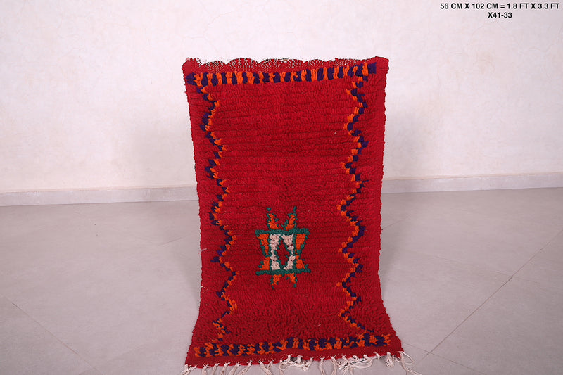 Small Red Berber rug 1.8  x 3.3 Feet