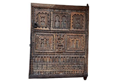 Large Antique Moroccan cedar , Berber Door 6.1 ft W x 6.5 ft H